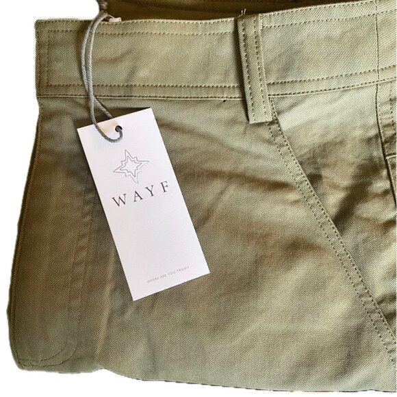 WAYF Wide Leg Utility Pants High Rise Flat Front Flap Pockets NWT $120 - Picture 5 of 7